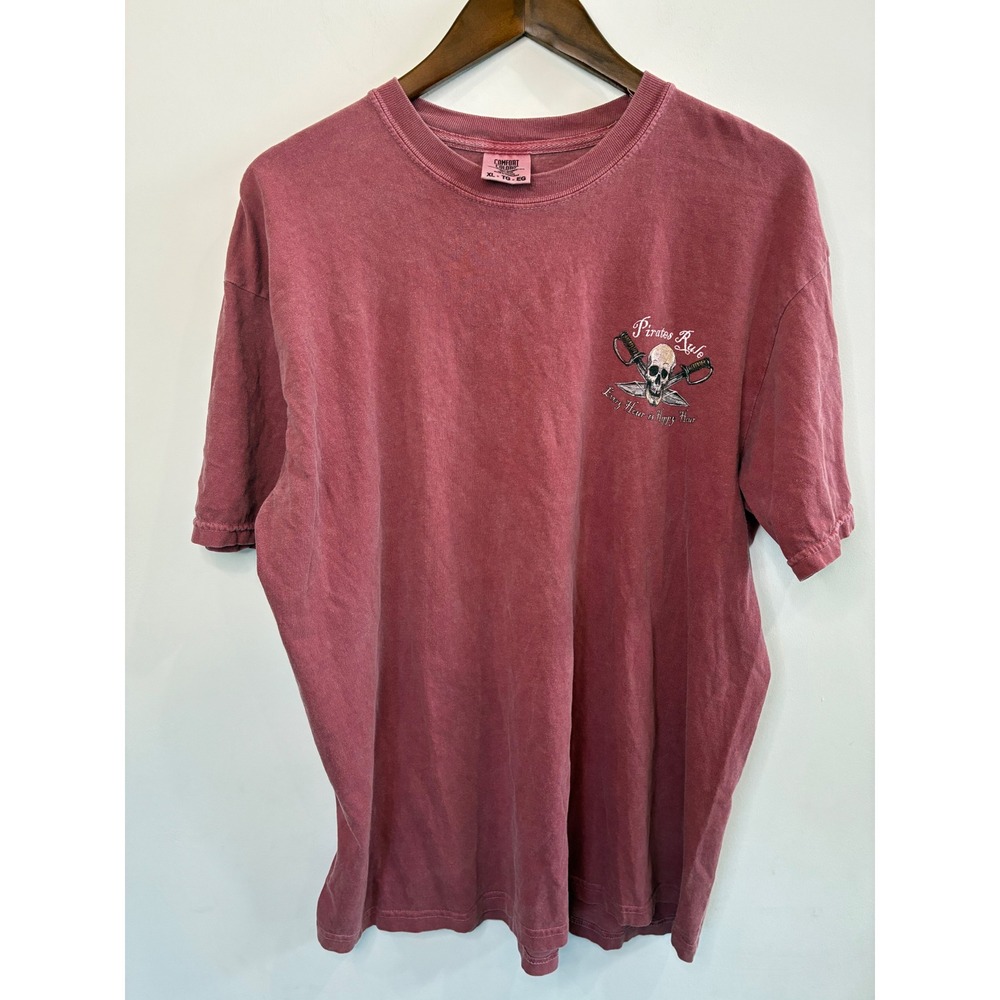 Comfort Colors Pirates Rule Jax Beach Florida Graphic T-Shirt Red XL
